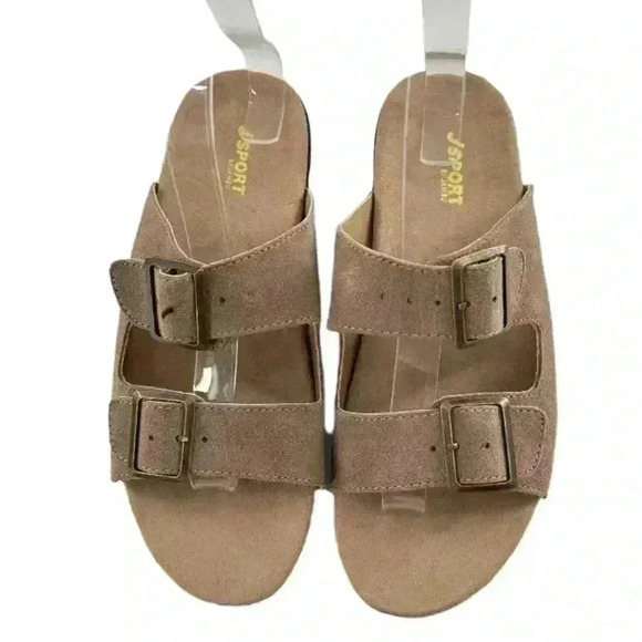 J sport by Jambu womens Carina sandals size 9 brown suede double buckle slides - Picture 12 of 12